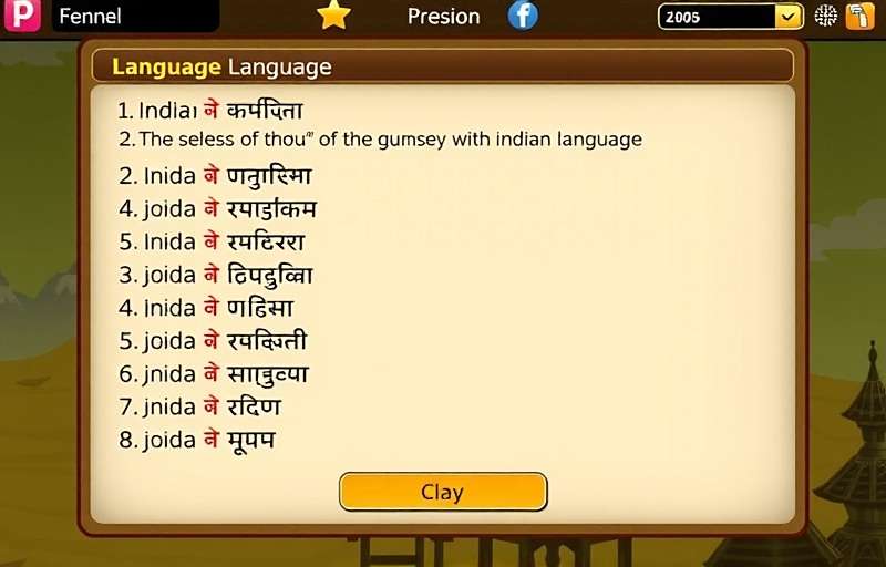 Fennel Epic Tales Language Support Fennel Epic Tales language selection screen showing various Indian language options